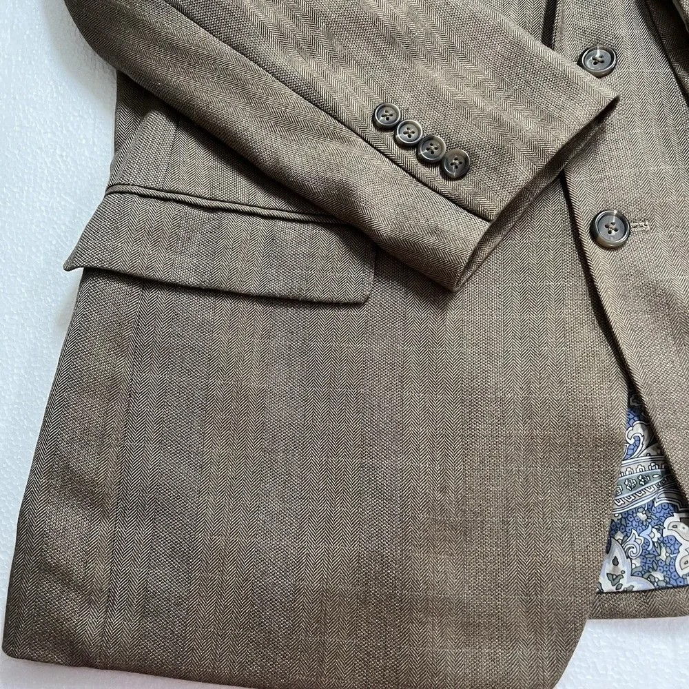 Lauren Ralph Lauren LRL Tan Beige Paisley Lined Blazer Sport Coat Jacket Men 42S